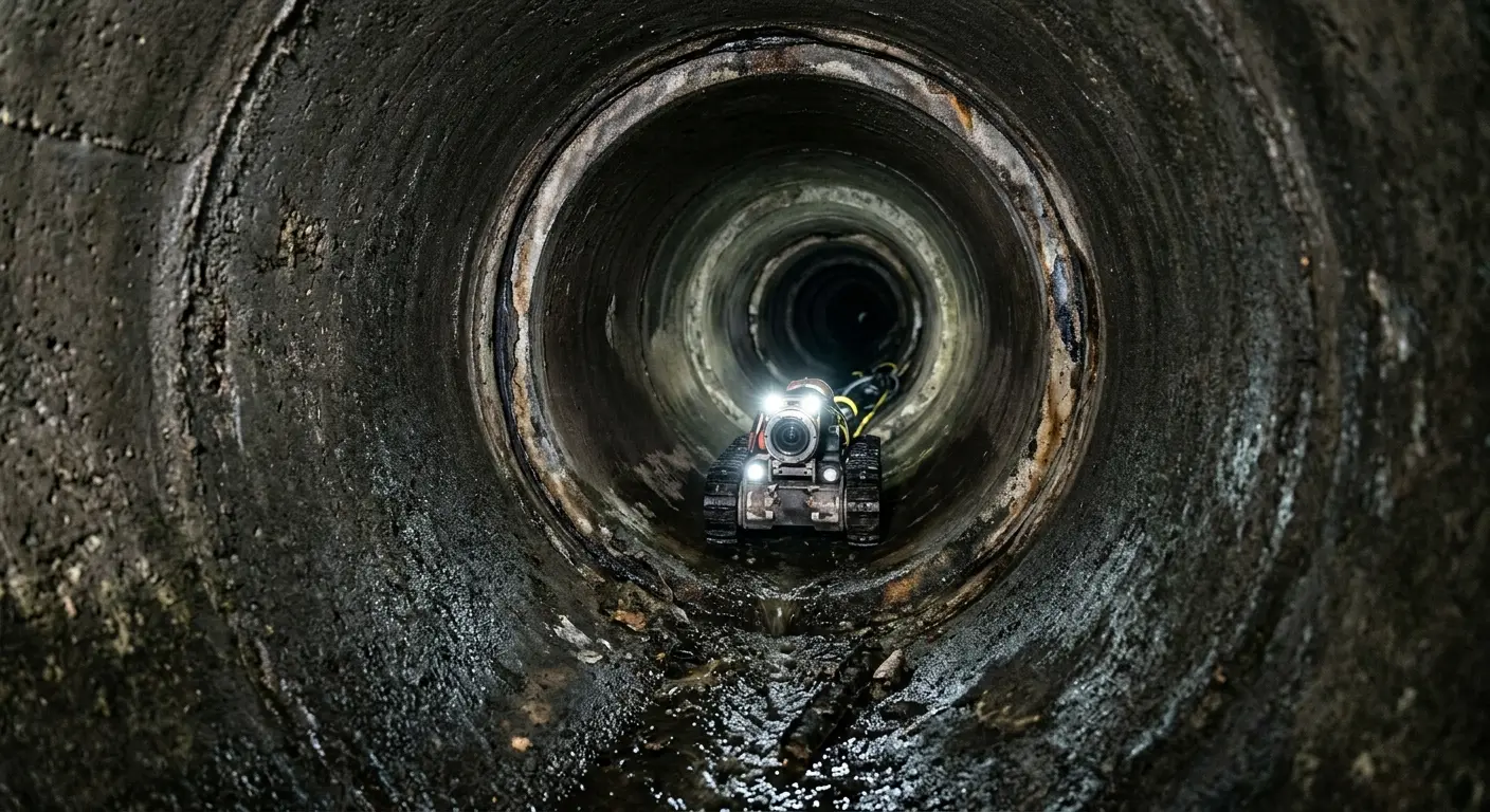 Robotic sewer camera inspecting pipe interior for Sewer Line Cleaning in Swartz Creek